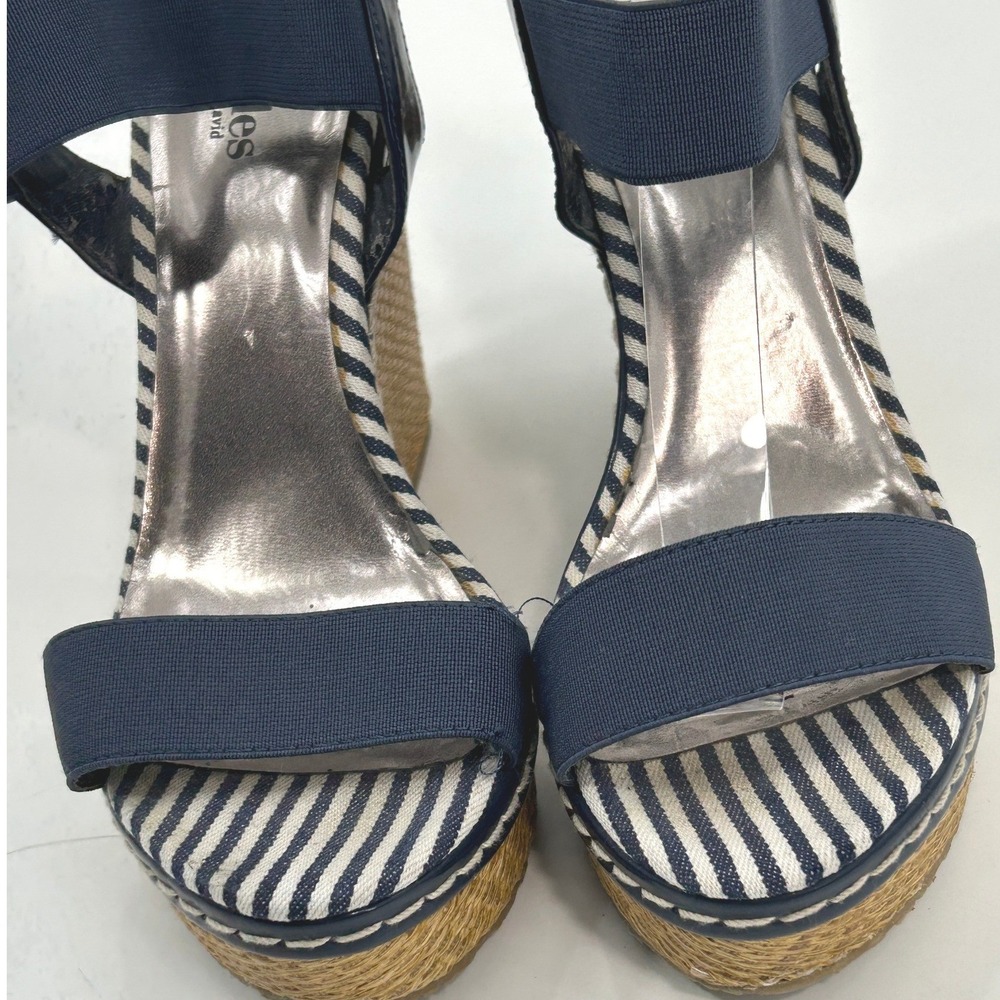 Charles David Navy Espadrille Wedges Coastal Chic Resort Sandals 8.5 - Picture 7 of 11